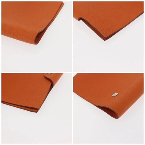 HERMES Day Planner Cover Leather Orange Silver Auth 147237 - Picture 14 of 16